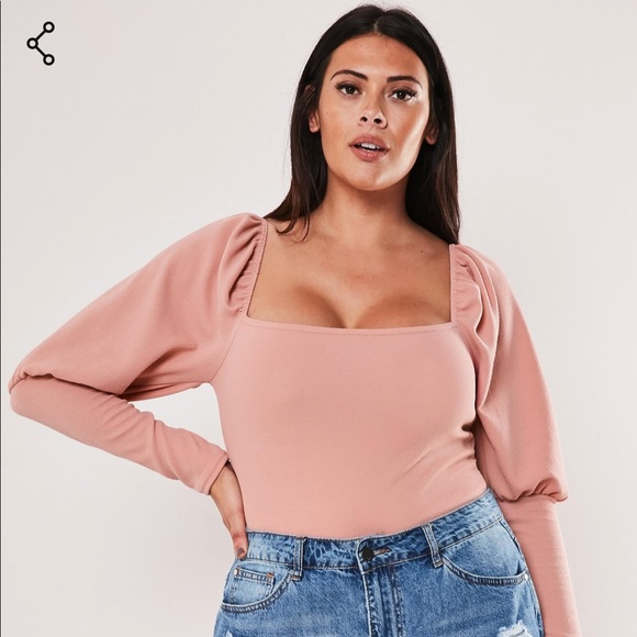 Missguided Tops - Missguided plus blush milkmaid bodysuit sz 16